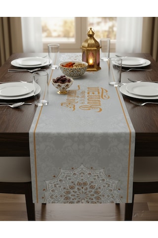Ramazan Ayı Motifli Dijital Baskılı Runner Masa Örtüsü 40x140 Cm Rmz-3