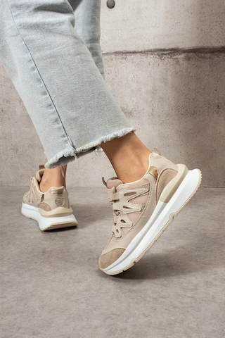 Shoetek Lawse Kadın Sneakers Bağcıklı Spor Ayakkabı Bej Bej