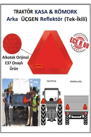 Traktör-Römork Üçgen Reflektör E-37 Onaylı Alkotek Ecer6