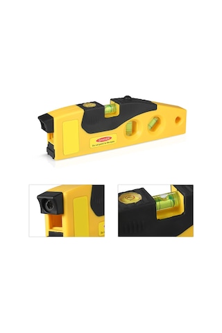 Moveevo Sp15-01 Sarı Lazer Seviye Cihazı, 30m Nokta/5m Çapraz Çizgi, Tripod Ve Pil Seti