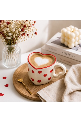 Kalp Tasarımlı El Yapımı Seramik Kahve Kupası Sevgiliye Hediye Çay Ve Kahve Mug Kupa Diğer