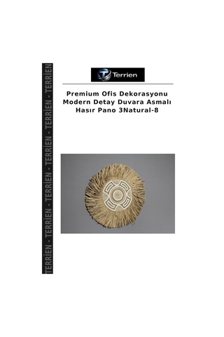 Premium Ofis Dekorasyonu Modern Detay Duvara Asmalı Hasır Pano 3natural-8 Çok Renkli