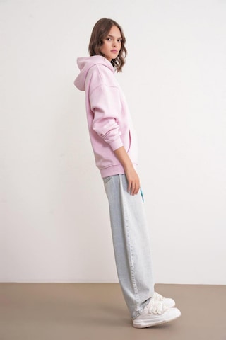 Mixray 2022 Unisex 3iplik Basic Polarlı Kapüşonlu Sweatshirt Hoodie Pembe