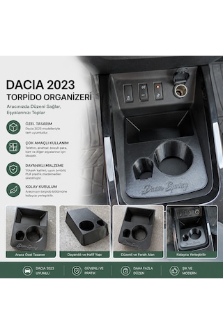 Dacia Spring Uyumlu Özel Tasarım Orta Konsol Organizer - Bardaklık Ve Eşya Gözü