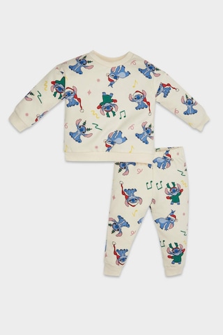 DeFacto Kız Bebek 2'li Takım Disney Lilo & Stitch Bisiklet Yaka Sweatshirt Beli Lastikli Eşofman Altı D6704A524WNBG744 Bej
