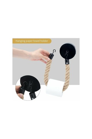 Novahub Tuvalet Kağıdı Tutucu Halatlı Duvara Montajlı, Dayanıklı Jüt Ve Metal, Dekoratif Tuvalet Kağıtlığı Askısı Diğer