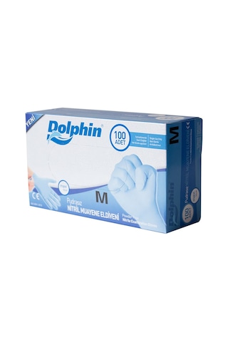 Dolphin Pudrasız Nitril Eldiven Mavi M 100'lü Dolphin Pudrasız Nitril Eldiven Mavi M 100'lü