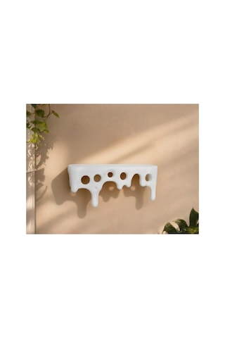 Pla Organik Peynir Desenli Beyaz Duvar Rafı 21x9x8 Cm Dekoratif Akıllı Raf Beyaz Beyaz
