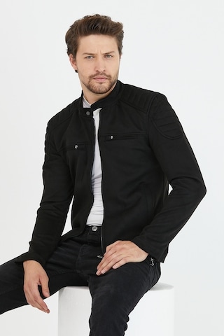 Erkek Siyah Dar Kesim Süet Ceket Mont-Siyah