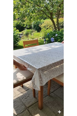 140 X 300 Cm Silinebilir Lüks Masa Örtüsü Şeffaf Hasır Desen Beya Çok Renkli