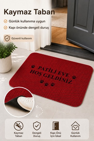 Hoşgeldiniz Desenli Kapı Önü Halı Paspas 40 X 60 Cm Kırmızı
