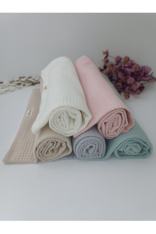 S.kahve Kız Erkek Bebek Battaniyesi Pike %100 Pamuklu Doğal Organik Uyku Çift Taraflı Örtü 86x86cm Yeşil