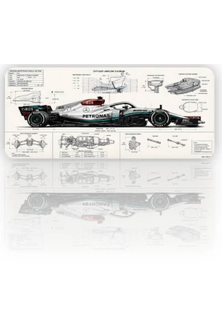F1 Amg Baskılı 90x40 Kaymaz Taban Mousepad 90x40cm