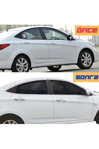 Hyundai Accent Blue Cam Çıtası Komple Set Çerçevesi Kromu Nikelajı