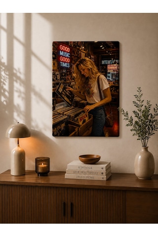 Plak Hikayeleri Kolleksiyonu Melodi Avcısı Metal Tablo Çok Renkli
