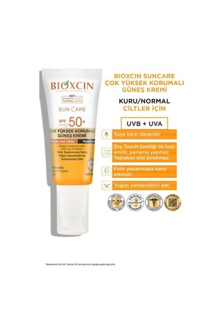 Bioxcin Sun Care SPF 50+ Kuru ve Normal Ciltler İçin Yüksek Korumalı Güneş Kremi 2 x 50 ML