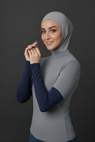 Sonbaharmoda Kadın Tesettür Likralı Esnek Düz Penye Kolluk Lacivert