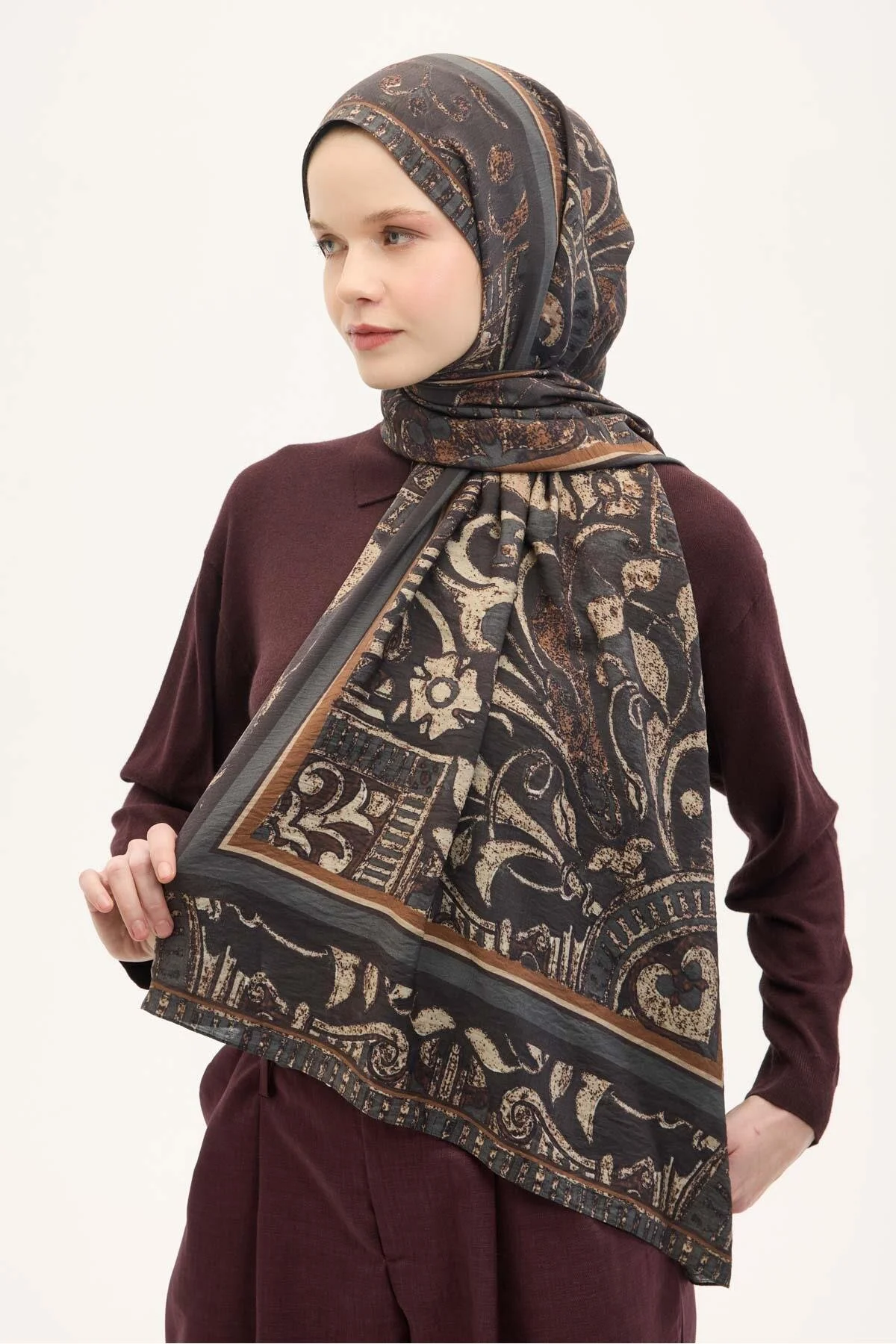 Silk Home Mayda Şal 81024-10 Koyu Kahverengi