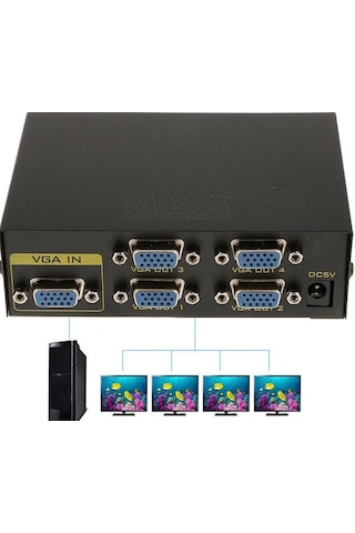 4873 4 Port Vga Splitter Switch Çoklayıcı Çoğaltıcı Çoklu Ekran