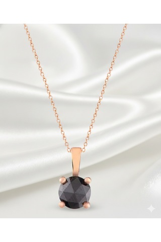 Ariş Siyah Pırlanta Tektaş    Kolye