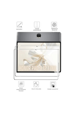 Honor Pad 9 12.1 İnç Uyumlu Kalem Bölmeli Standlı Silikon Kılıf + Ekran Koruyucu + Kalem 3'lü Set Mürdüm