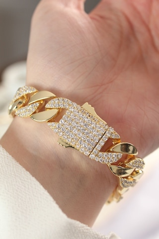 Vip Seri Pirinç Zirkon Taşlı Gold Renk Gurmet Bileklik - Tj-bb6049 Diğer