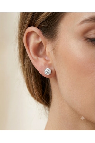 Kadın Moissanite Büyük Tek Taş Gümüş Küpe