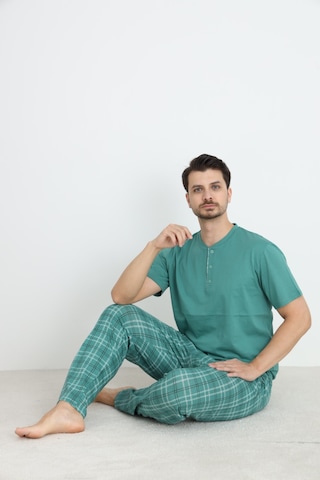 Arcan Arc Erkek Pijama Takımı Kısa Kol Düğmeli Yeşil