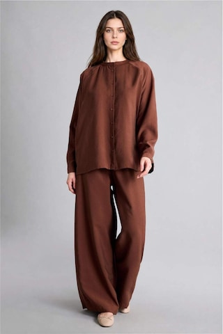 Defacto Relax Fıt Modal Uzun Kollu Kahverengi Tunik H5279ax26smbn317 Kahve-bn317