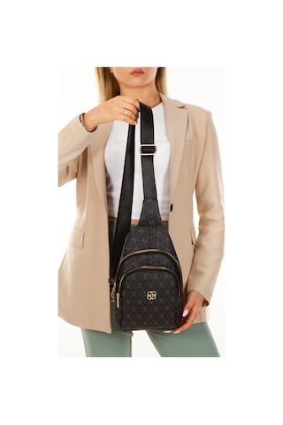 Newish Polo Kadın Deri Monogram Desenli Çapraz Bel Göğüs Ve Omuz Çantası New218 Siyah 35823177