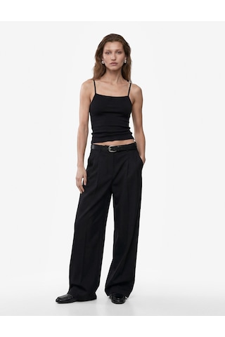 Koton Pamuklu Ribanalı Slim Fit Kare Yaka İp Askılı Atlet Bluz Siyah 7wak10044ek