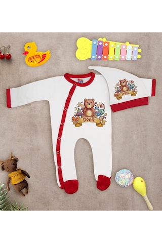 Bk Kids Kişiye Özel Bebek Kıyafeti, Bebek Giyim Hediyesi, Tulum Zıbın Ve Kukuletalı Şapka Seti-7 Çok Renkli