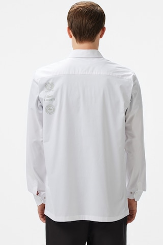 Lacoste Mens Regular Fit White Shirt Standart Kesim Çıtçıt Düğmeli Fermuar Cepli Erkek Gömlek Beyaz