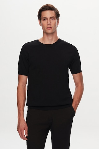 Twn Slim Fit Siyah Düz Örgü T-shirt 5ef060638904m 001