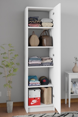 Ladik Beyaz Tek Kapaklı Gardırop 180-45-45 Cm Çift Yönlü Kapak
