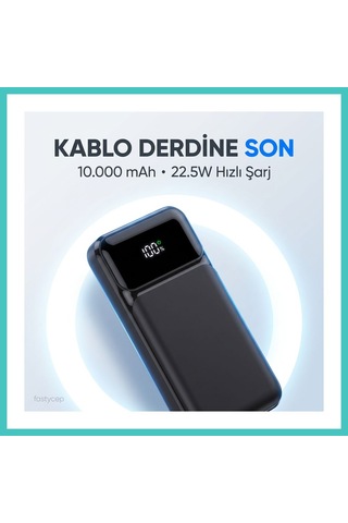 Ny Joy 3006 10.000 Mah Hızlı Şarj Led Göstergeli Powerbank 3in1 Dahili Kablolu Powerbank Çoklu Giriş Nyjoybz Çok Renkli