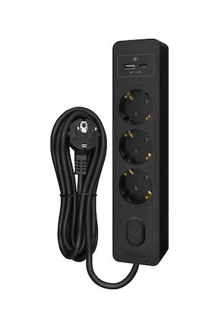 Seldur Kablolu Usb/type-c 3'lü 2 Metre Siyah Grup Priz 2 M