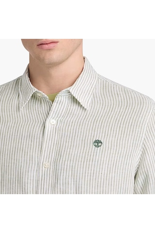 Timberland Mill Brook Linen Striped Regular Erkek Gömlek-33346 Açık Yeşil
