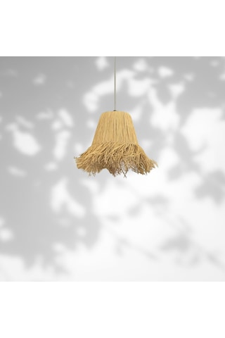 Rafya Hasır El Yapımı Bohem Tasarım Orta Boy Sarkıt Avize 1 Adet Diğer