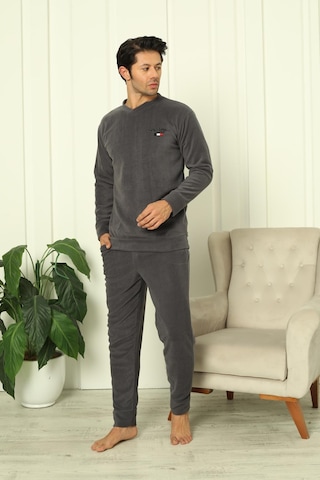 Erkek Manşetli Kışlık Polar Pijama Takımı 2267p Antrasit