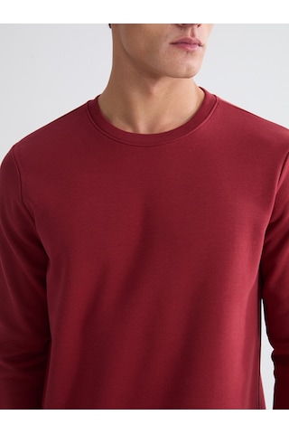 Lcwaıkıkı Basic Bordo Bisiklet Yaka Erkek Kalın Sweatshirt