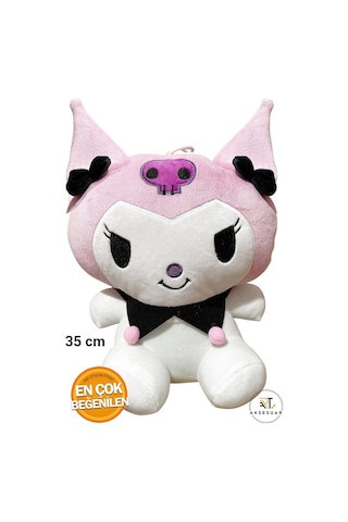 Pembe Kuromi Peluş Oyuncak - Yumuşak Kumaşlı 35 Cm Büyük Boy Kuromi Pembe