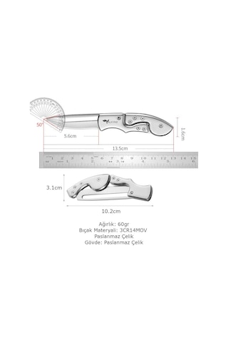 Valkyrie Paslanmaz Çelik Katlanır Bıçak Kompakt Cep Çakısı Outdoor Kamp Edc Katlanır Çakı Gümüş