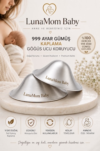 Lunamom Baby 999 Ayar Gümüş Kaplama Göğüs Ucu Koruyucusu
