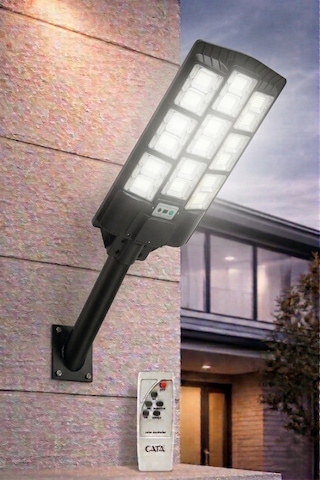 Cata Ct 4644 Solar Güneş Enerjili 900w Sensörlü Sokak Armatür 6400k Beyaz Işık Siyah
