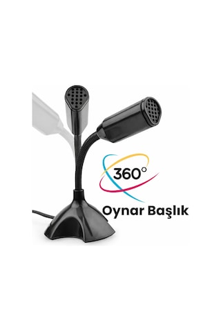 Pc Laptop Uyumlu Oynar Başlıklı Masaüstü Mikrofon 3.5mm Aux