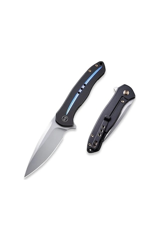 We Knife Kitefin Black Ti Handle With A Blue Groove On Presentation Handle Polished Bead Blasted Cpm S35vn Blade Kamp Çakı Siyah