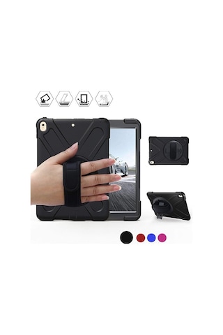 Apple Uyumlu iPad Pro 10.5, 3 Katmanlı Standlı Zırh Kılıf-Shockproof Case (323622378)