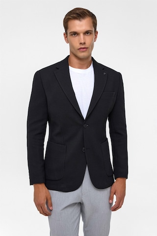 Süvari Siyah Slim Fit Desenli Mono Yaka 6 Drop Ceket-38403 Siyah