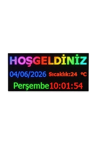 Sanec Renkli Dijital Led Saat, Tarih Ve Derece Kasa Ölçüsü: 64x128 Cm Çok Renkli